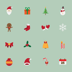 cute christmas icons set. vector illustration.