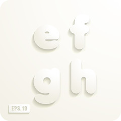 3d Joyful set of cut paper vector lowercase letters, e,f,g,h. Eps 10. 