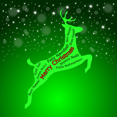 Merry Christmas wordcloud on a reindeer