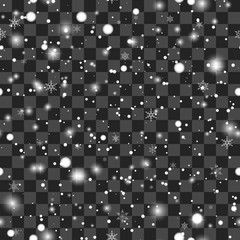 Christmas sparkling transparent Snowfall.