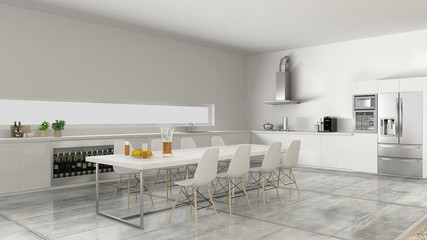 White kitchen with table and chairs