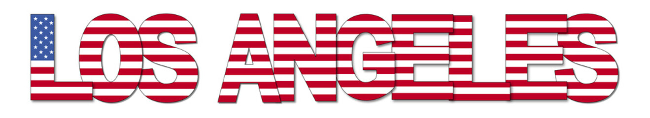 Obraz premium Los Angeles overlapping flag text illustration