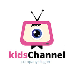 Kids channel logo, kids TV logo template.