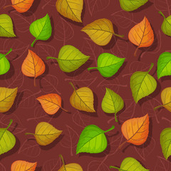Obraz premium Leaves Seamless Pattern Vector Illustration