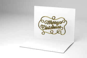 Typography text floating on opening Christmas greeting card 3d r