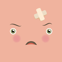 Vector sad and disappointed emoticon.