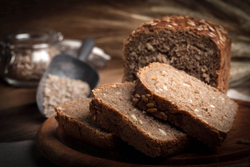 Wholemeal bread with sunflower seeds.