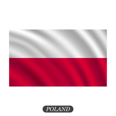 Obraz premium Waving Poland flag on a white background. Vector illustration