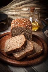 Wholemeal bread with sunflower seeds.