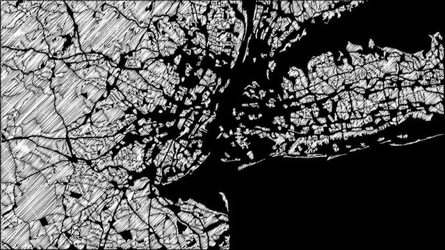 New York Umgebung Karte Animation Skizze 4K
