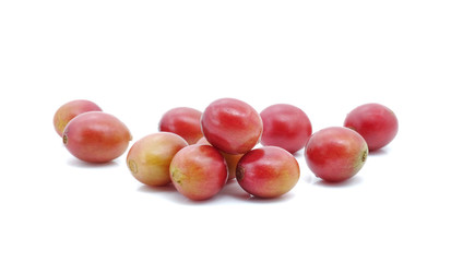 Fresh coffee beans on white background.
