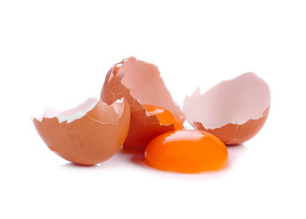 Broken egg isolated on white background