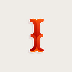 I letter logo in elegant circus faceted style.