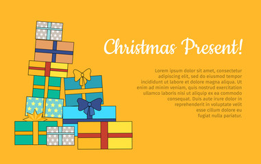 Big Pile of Colorful Wrapped Gift Boxes Web Banner