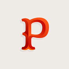 P letter logo in elegant circus faceted style.