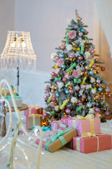 Christmas interior in pastel colors