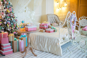 Christmas interior in pastel colors