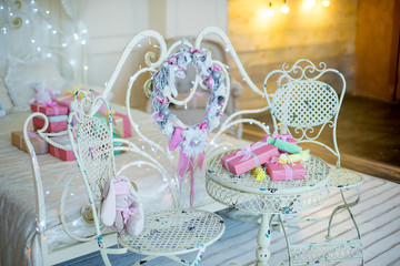 Christmas interior in pastel colors