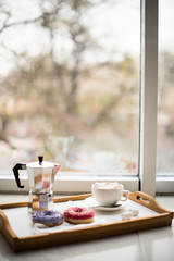 Cozy home weekend, coffee and sweets