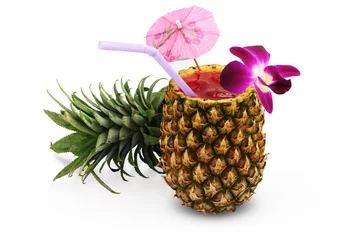 Gordijnen Tropical cocktail in pineapple © romablack