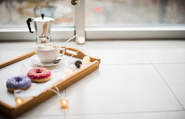 Cozy home weekend, coffee and sweets