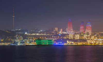 Night view of Baku city, capital of Azerbaijan