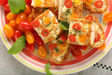 Fresh healthy vegetarian sandwich with cheese and tomato