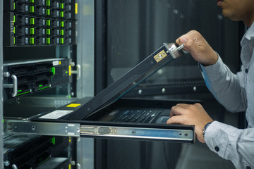 Administrator closing server monitor in data center