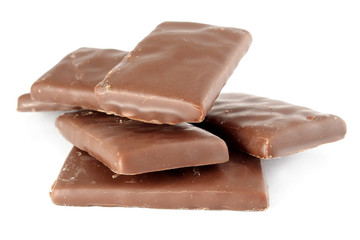 Chocolate bar candy isolated on white background

