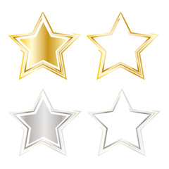 xmas - Frohe Weihnachten - Set Goldener und silberner Sterne 