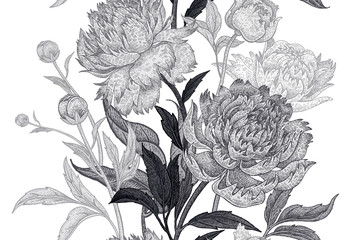 Floral pattern with peonies. © marinavorona