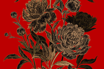 Floral pattern with peonies. © marinavorona