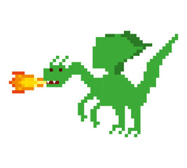 Obraz premium dragon beast pixelated icon vector illustration design