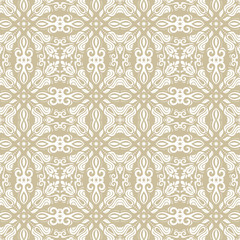 Fototapeta premium Oriental classic pattern. Seamless abstract background with repeating elements. Golden and white pattern