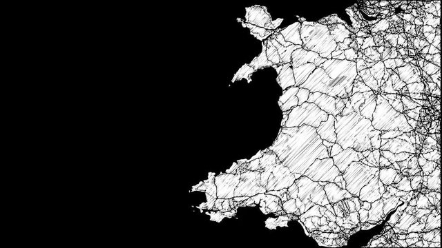 Karte von Wales, Animation Skizze 4K