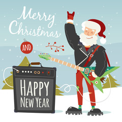 vector rock santa illustration