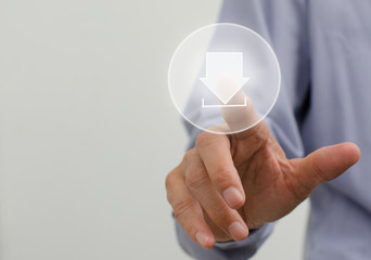 Man pushing download icon