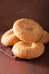 fresh sesame bagel for breakfast
