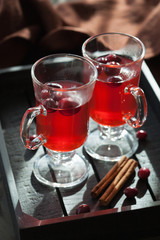 hot cranberry tea with cinnamon warming drink