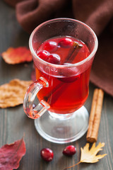 hot cranberry tea with cinnamon warming drink