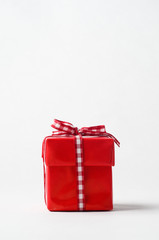 Red Gift Box with Gingham Ribbon Bow
