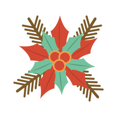 christmas flower decorative icon vector illustration design