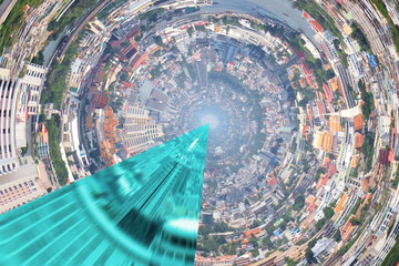 City / Abstract blur background of city. Digital retouch.