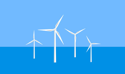 Vector image of offshore wind turbines