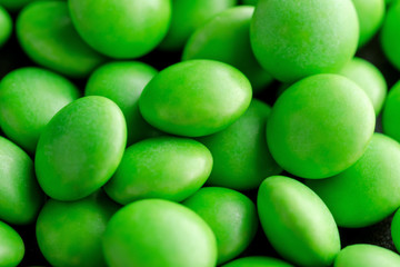 Green Tablets Or Drugs In The Form Of Round Shape. Closeup. Macro.