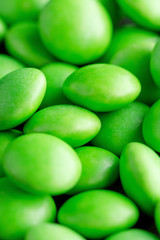 Green Tablets Or Drugs In The Form Of Round Shape. Closeup. Macro.