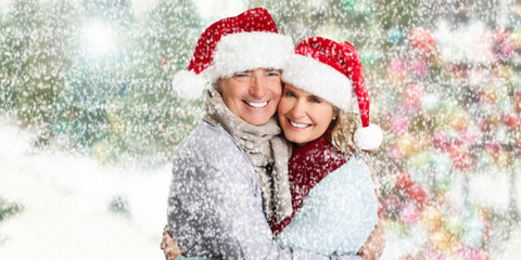 Senior couple santa.