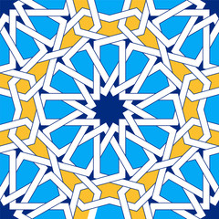 Islamic geometric ornaments based on traditional arabic art. Oriental seamless pattern. Muslim mosaic. Colorful vector