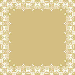 Classic square white frame with arabesques and orient elements. Abstract fine ornament with place for text