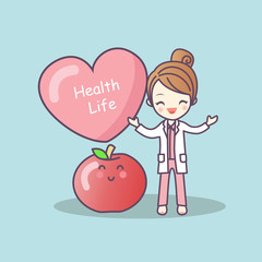  cartoon doctor with apple